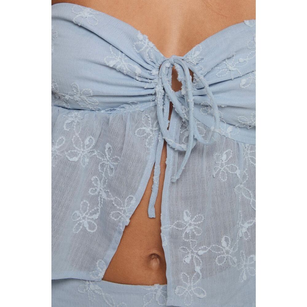 Princess Polly Rosenberg Strapless Top Blue Floral Embroidered NWT US 10 - Picture 3 of 9